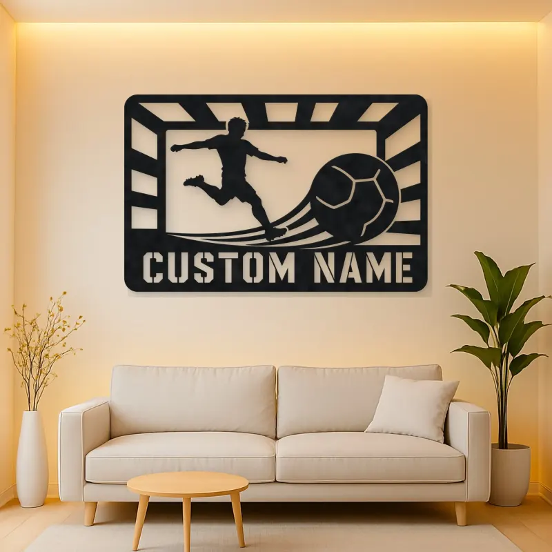 Personalized Soccer Player Metal Wall Art with Stadium