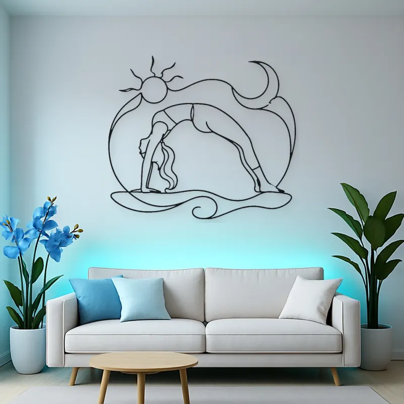 Garland Pose Grounded Metal Wall Art | Yoga and Meditation Wall Decor