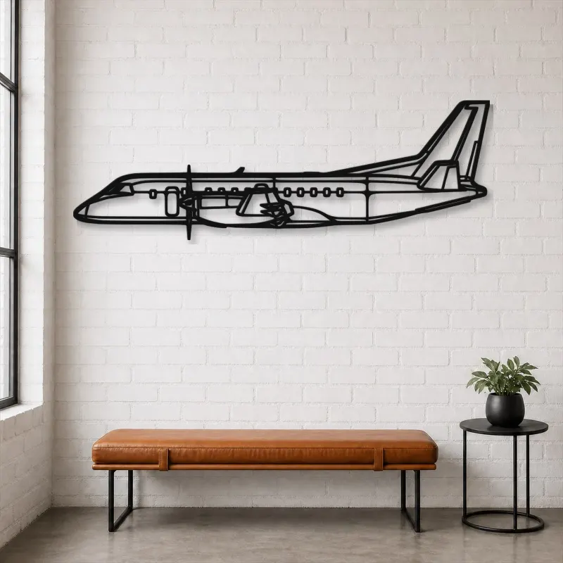 Silhouette en métal d'avion 340B Plus, décoration murale en métal, décoration aéronautique, cadeau pour pilote