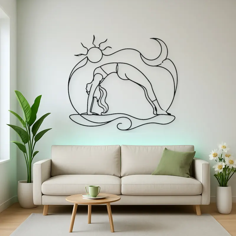 Garland Pose Grounded Metal Wall Art | Yoga and Meditation Wall Decor