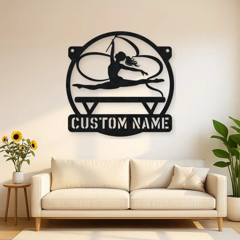 Personalized Rhythmic Gymnast Metal Wall Art with Ribbon