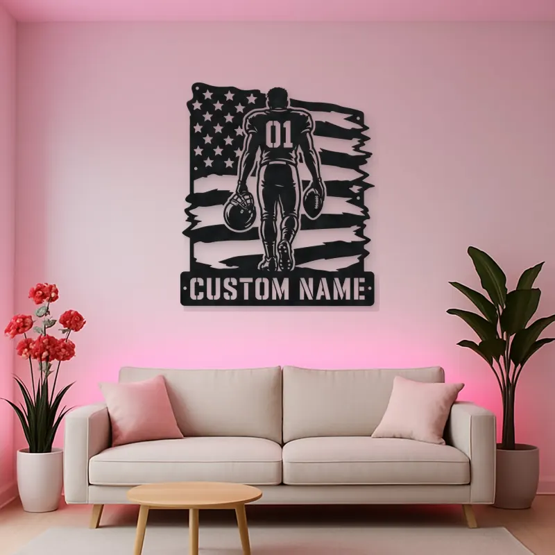 Personalized Number 01 Football Player Flag Metal Wall Art