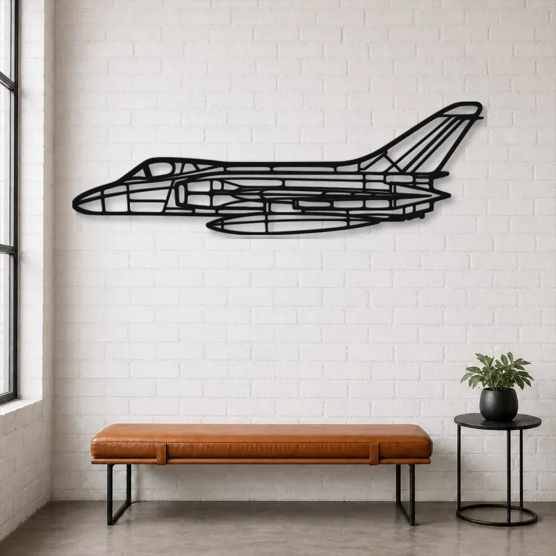 Silhouette d'avion F4D Skyray en métal, Décoration murale en métal, Décor aéronautique, Décor d'aviation