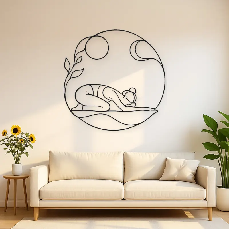 Child Pose Calm Metal Wall Art | Yoga and Meditation Wall Decor