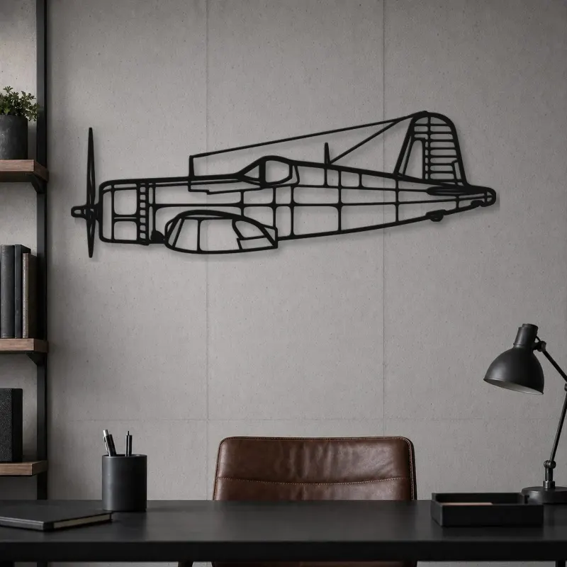 Insegna in metallo silhouette dell'aereo F4U-1A Corsair, Silhouette di aerei in metallo, Decorazione da parete aviatore