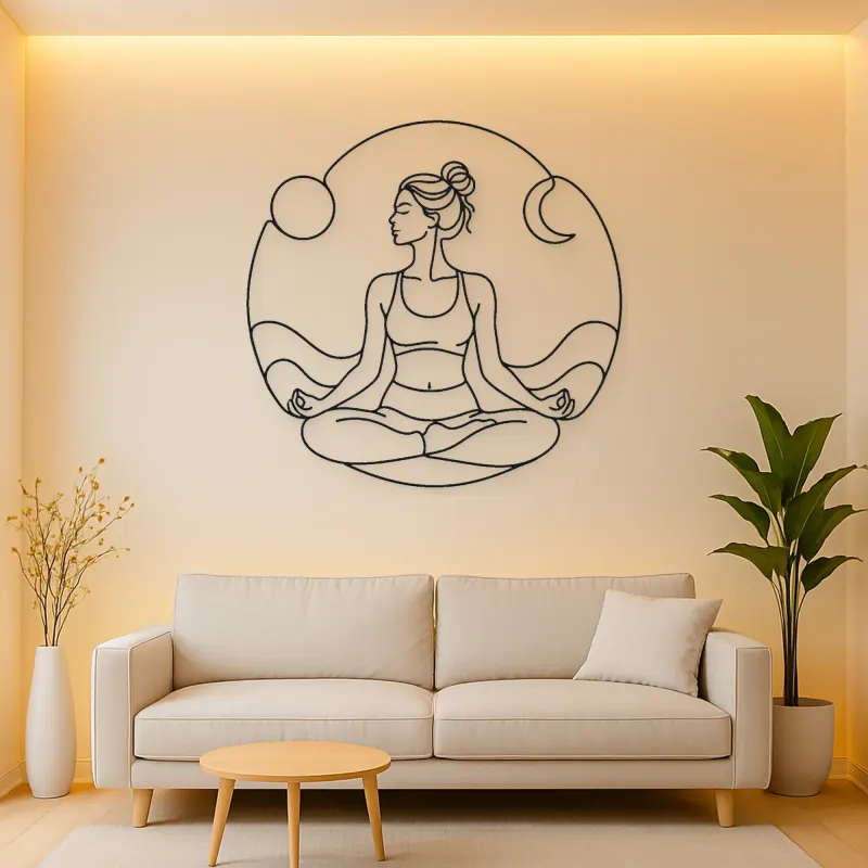 Lotus Pose Meditation Metal Wall Art | Yoga and Meditation Wall Decor