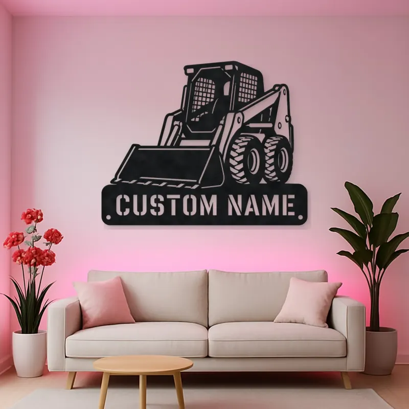Personalized Skid Steer Loader Front Bucket Metal Wall Art
