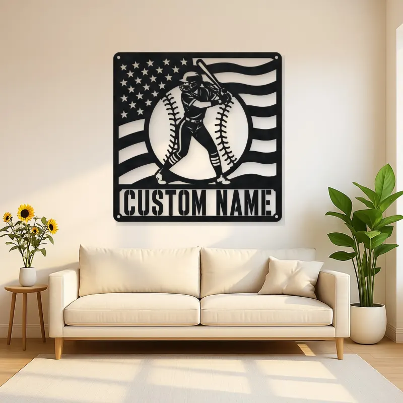 Personalized Female Softball Ready Stance Flag Metal Wall Art