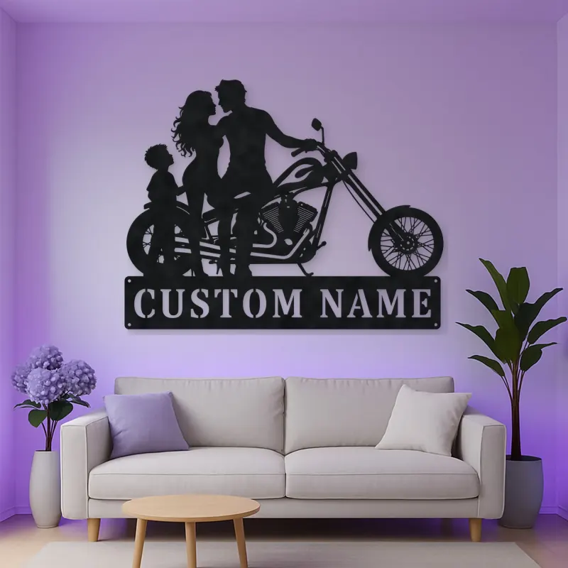 Personalized Chopper Family of Three Metal Wall Art