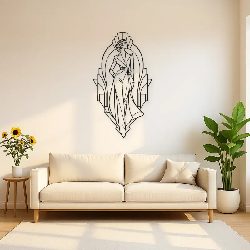Art Deco Runway Muse Metal Wall Art | Fashion Figure Wall Decor