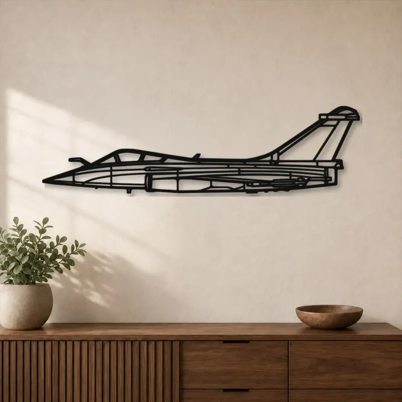 Silhouette de l'avion Rafale C en métal, décoration murale en métal, décoration aéronautique, décoration d'aviateur