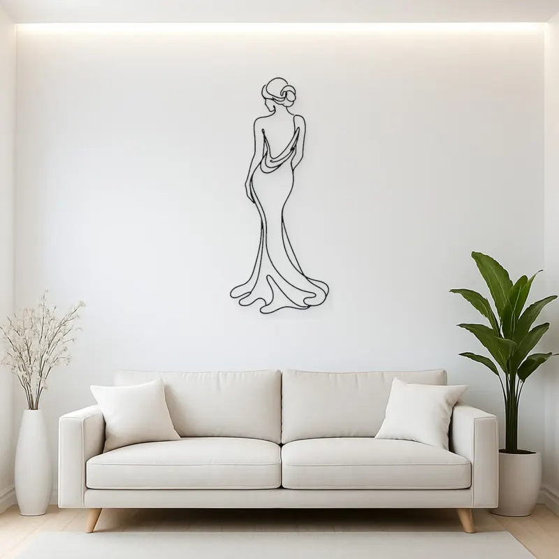 Turned Back Portrait Metal Wall Art | Feminine Figure Wall Decor
