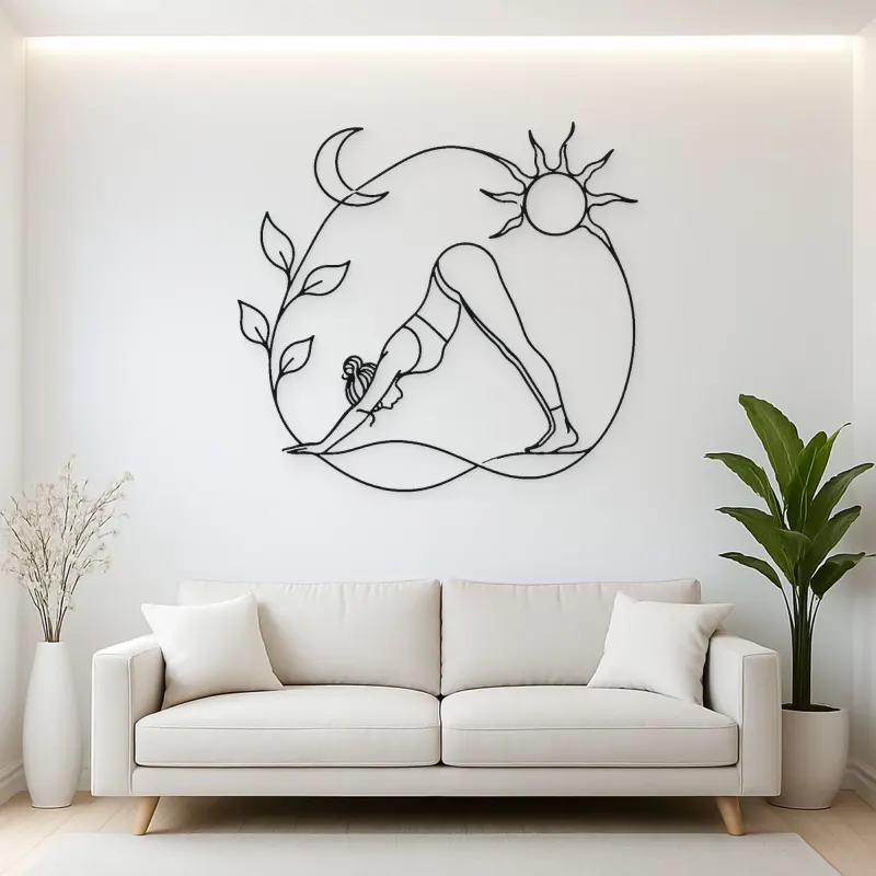 Downward Dog Line Metal Wall Art | Yoga and Meditation Wall Decor