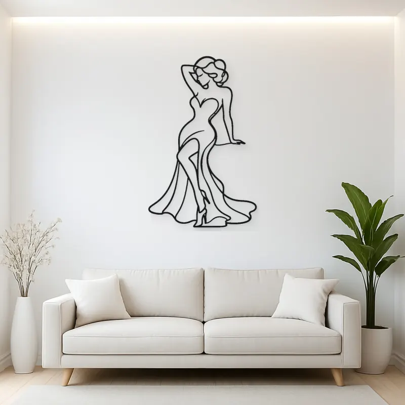 Classic Pinup Silhouette Metal Wall Art | Fashion Figure Wall Decor