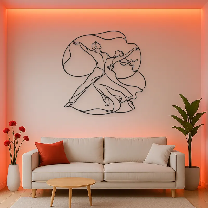Contemporary Duet Curve Metal Wall Art | Couple Dance Wall Decor