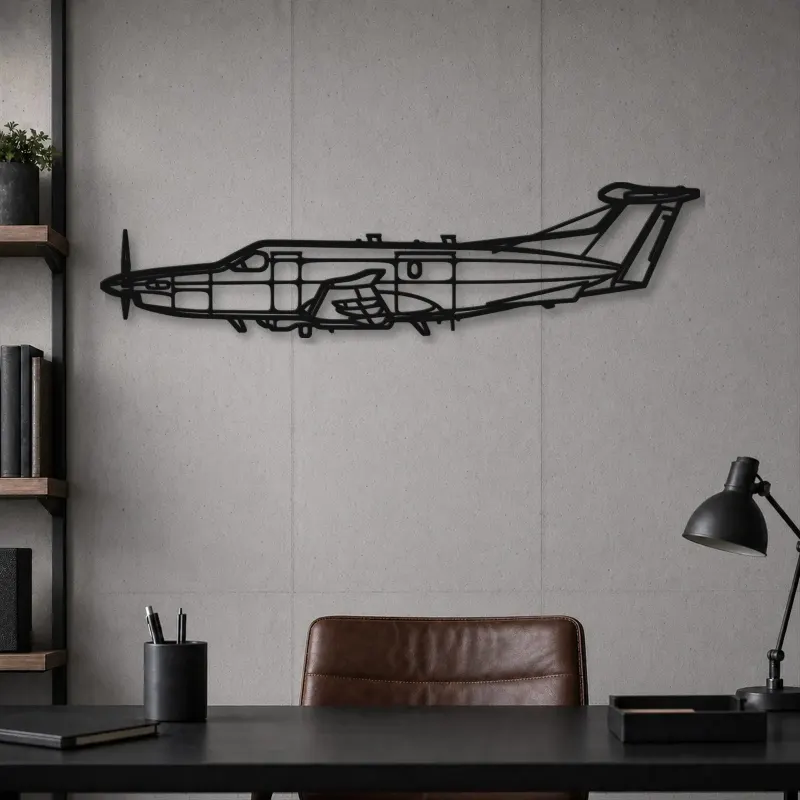 Silhouette d'avion U-28A Draco en métal, Décoration murale en métal, Décor aéronautique, Décor d'aviation
