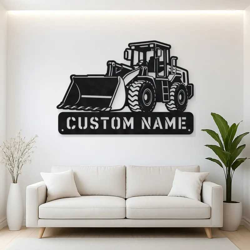 Personalized Compact Wheel Loader Low Bucket Metal Wall Art