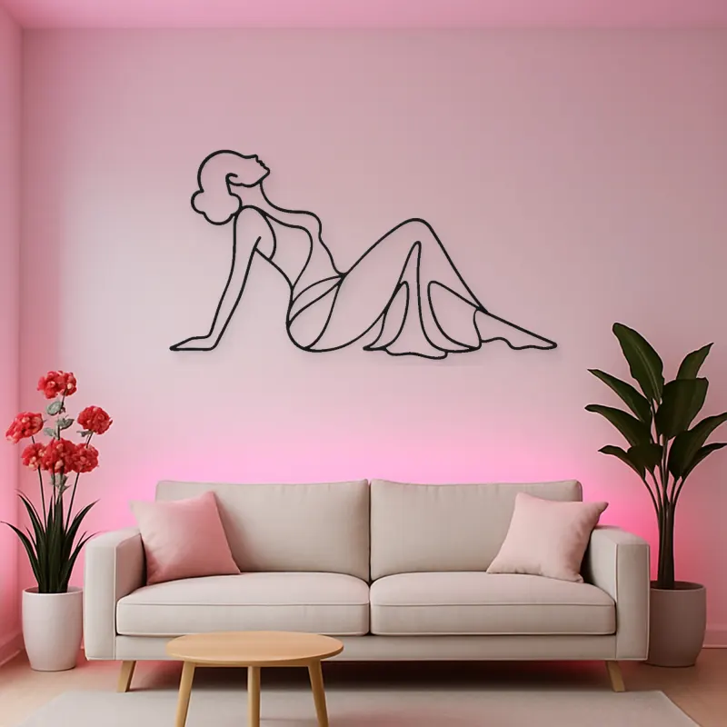 Reclining Side Silhouette Metal Wall Art | Feminine Figure Wall Decor