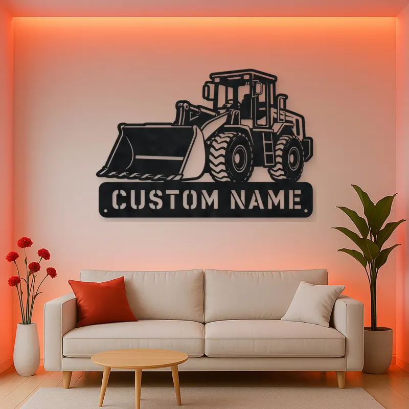 Personalized Compact Wheel Loader Low Bucket Metal Wall Art