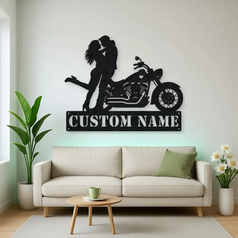 Personalized Classic Cruiser Couple Metal Wall Art