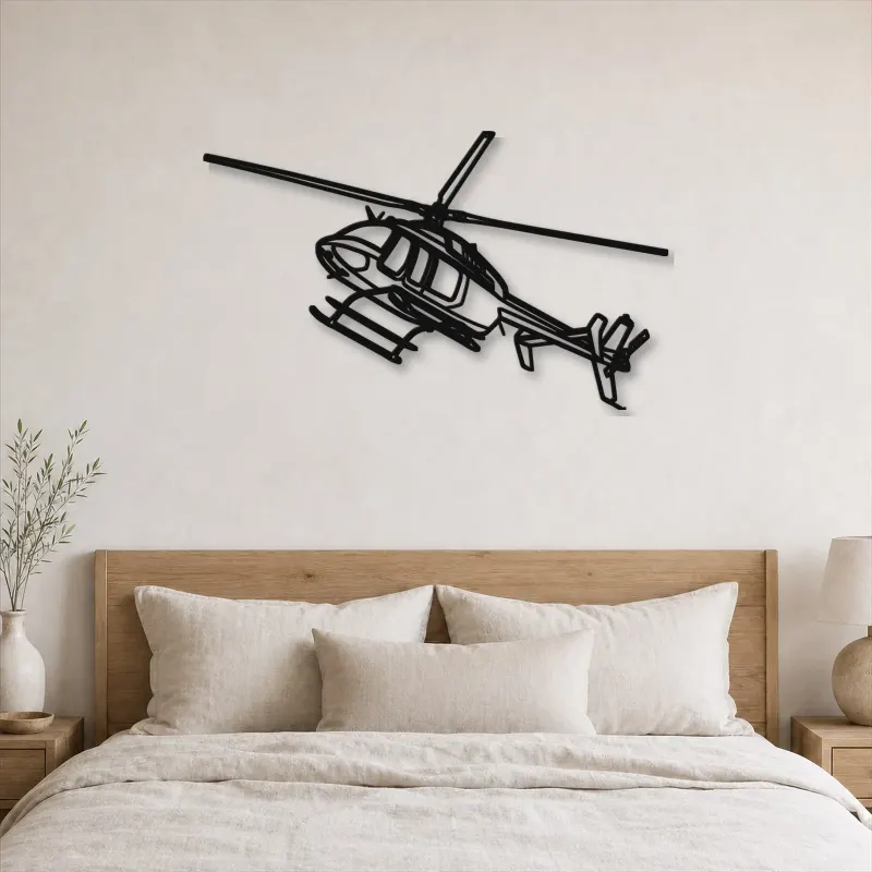 Silhouette en métal d'hélicoptère 407GX Angle, décoration murale, cadeau d'anniversaire, silhouette d'appareil