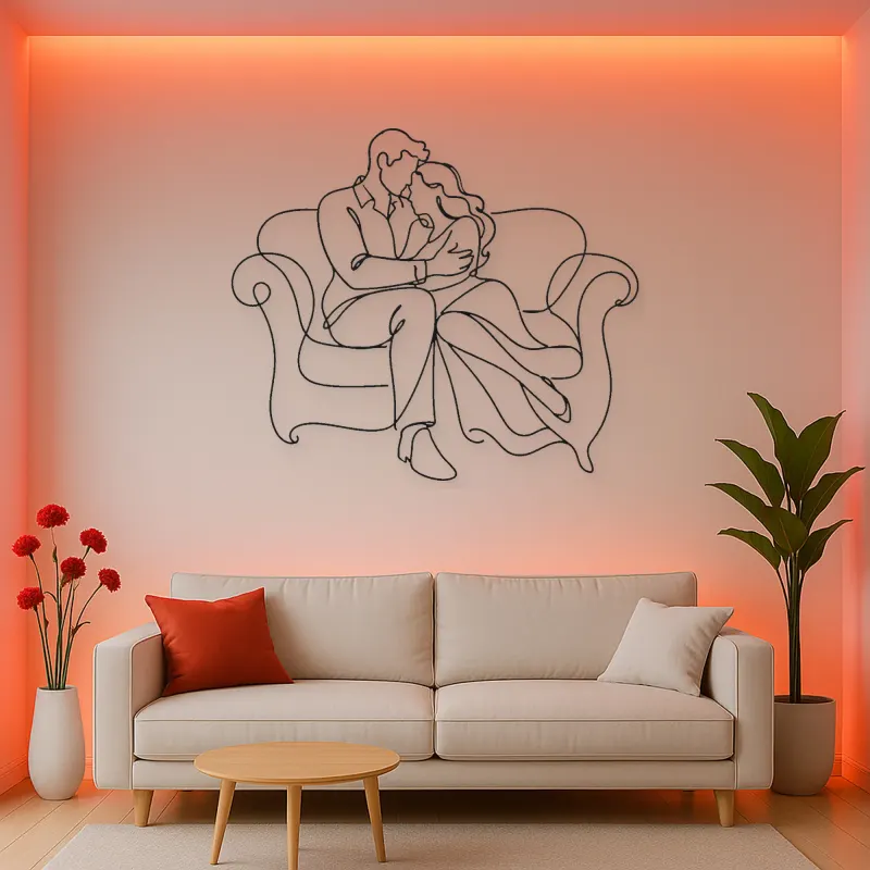 Couch Cuddle Pair Metal Wall Art | Romantic Couple Decor