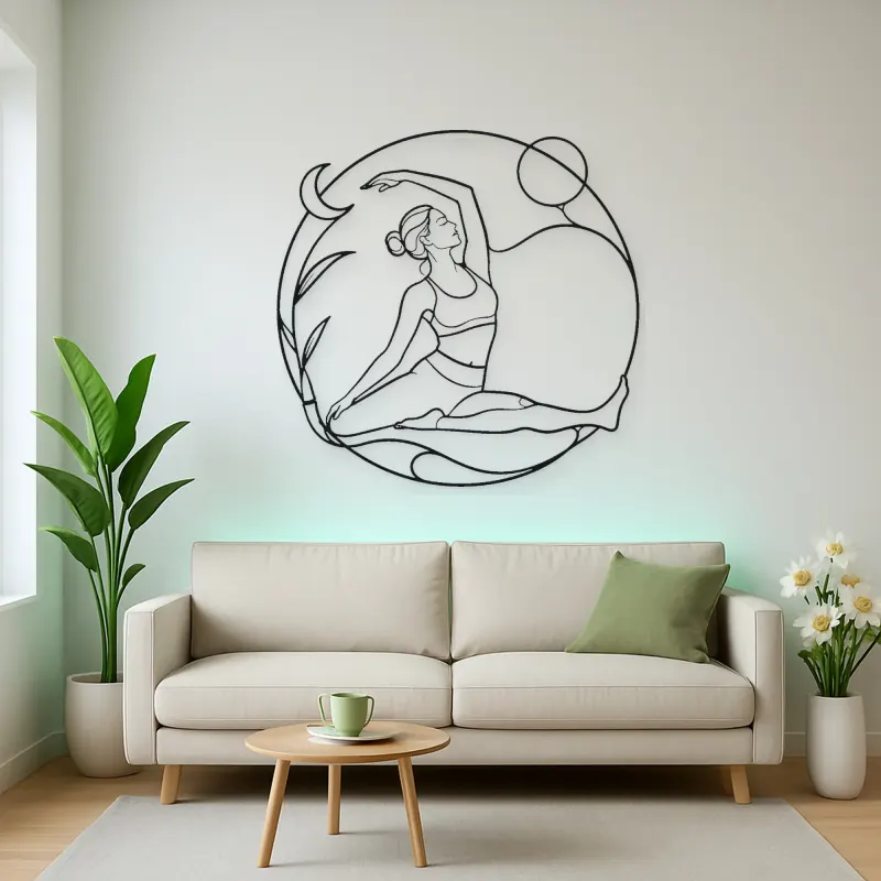 Sugarcane Pose Metal Wall Art | Yoga and Meditation Wall Decor