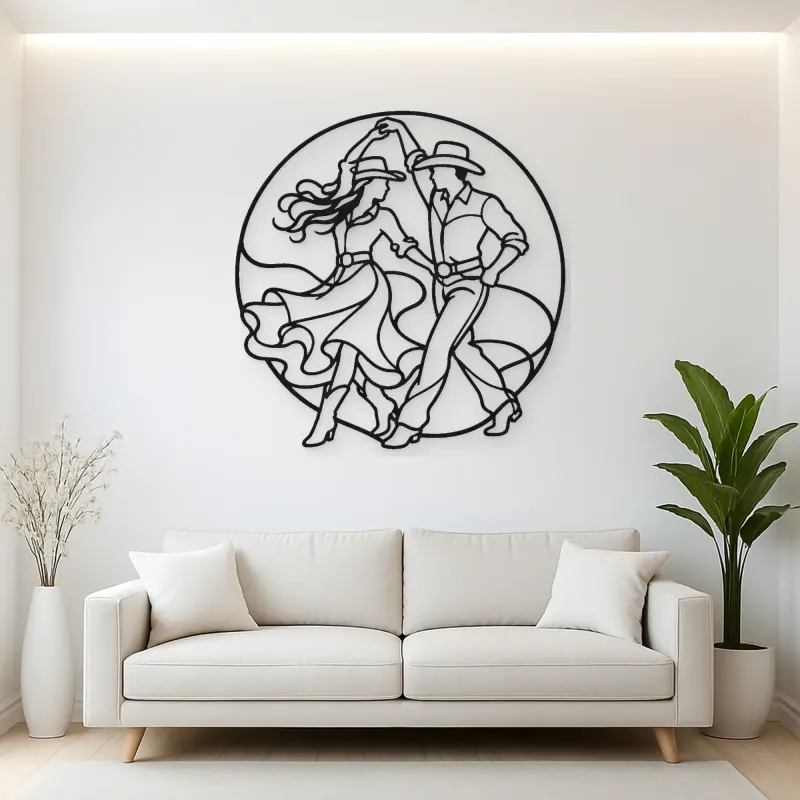 Country Line Dance Metal Wall Art | Couple Dance Wall Decor