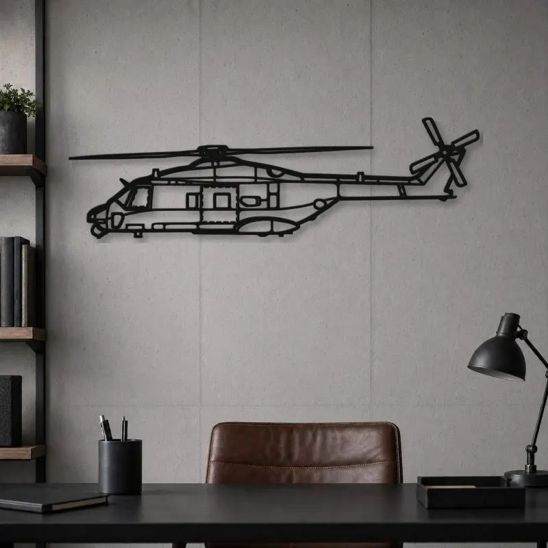 Silhouette d'avion en métal NH90 TTH, décoration murale aéronautique