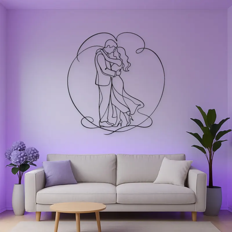 Anniversary Embrace Metal Wall Art | Romantic Couple Decor
