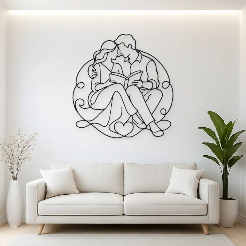 Shared Book Couple Metal Wall Art | Romantic Couple Decor