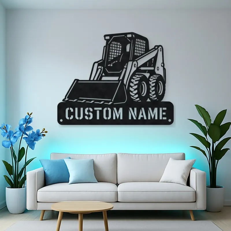 Personalized Skid Steer Loader Front Bucket Metal Wall Art