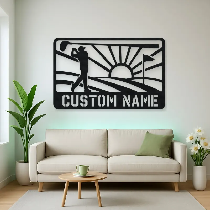 Personalized Golf Swing Metal Wall Art with Fairway