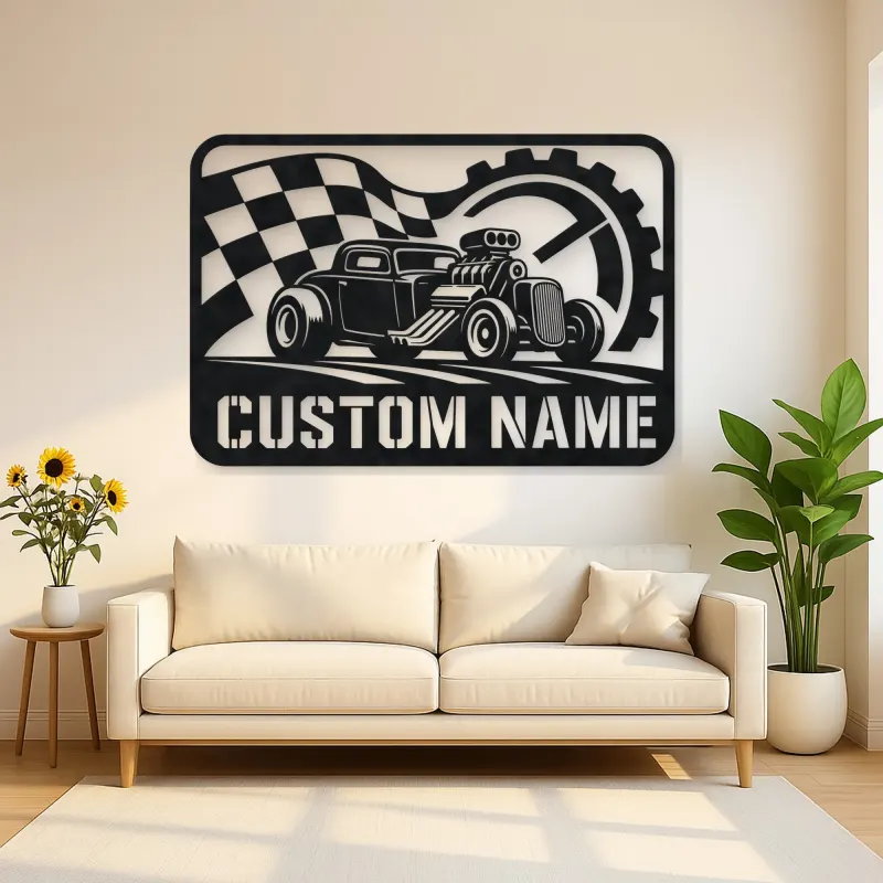 Personalized Hot Rod Racing Metal Wall Art
