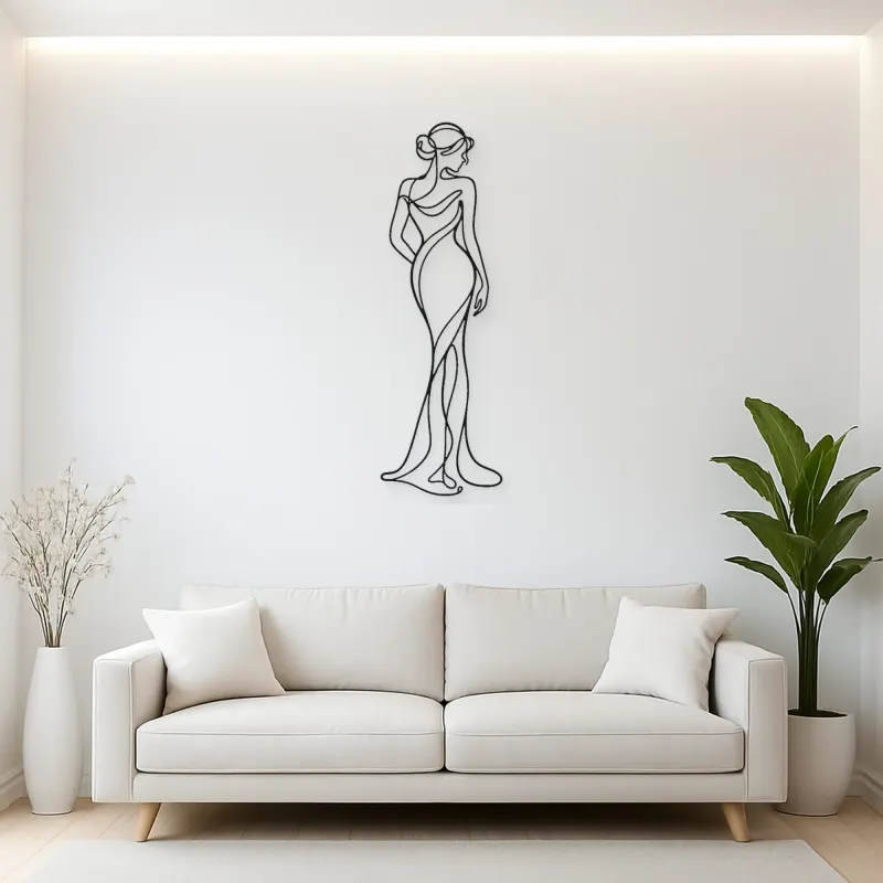 Standing Contrapposto Metal Wall Art | Feminine Figure Wall Decor