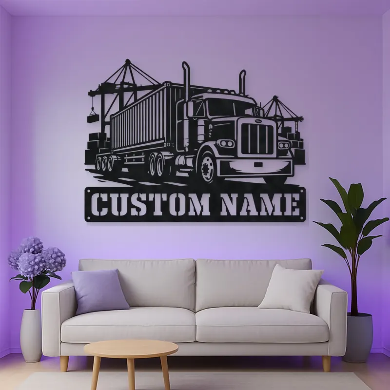 Personalized Container Semi Truck Port Metal Wall Art