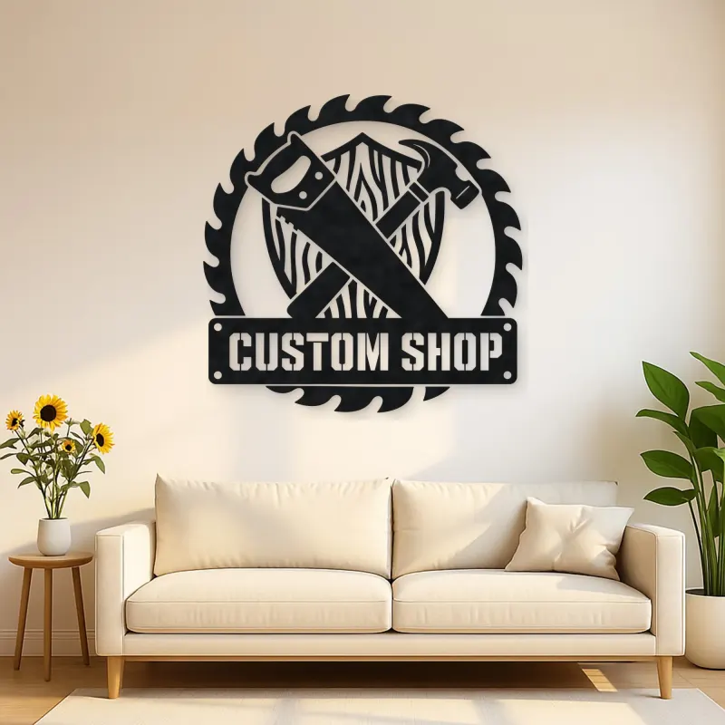 Personalized Woodworker Tools Metal Wall Art with Saw Blade