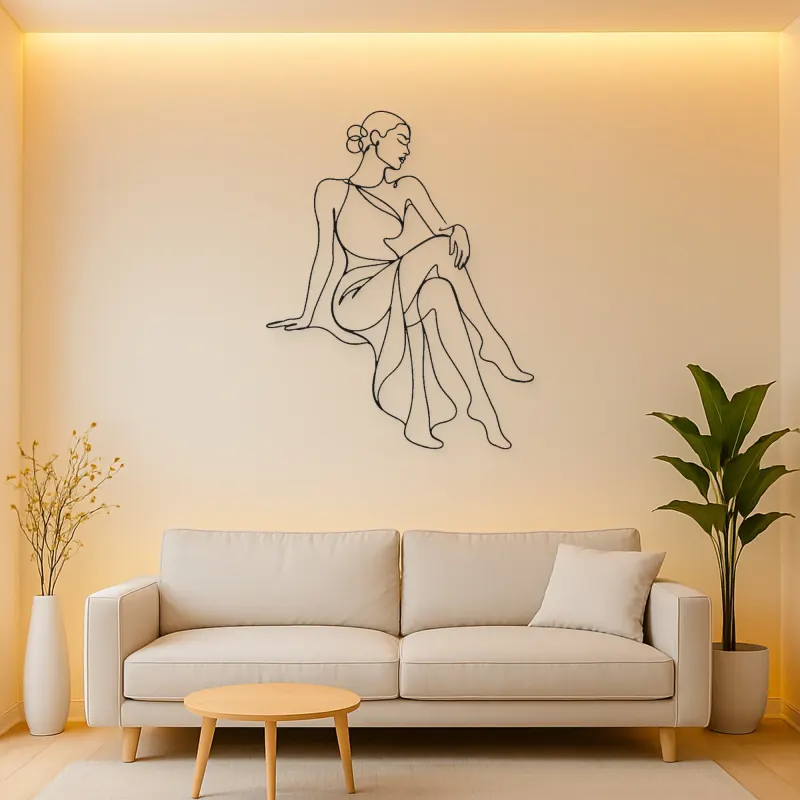 Serene Seated Figure Metal Wall Art | Feminine Figure Wall Decor