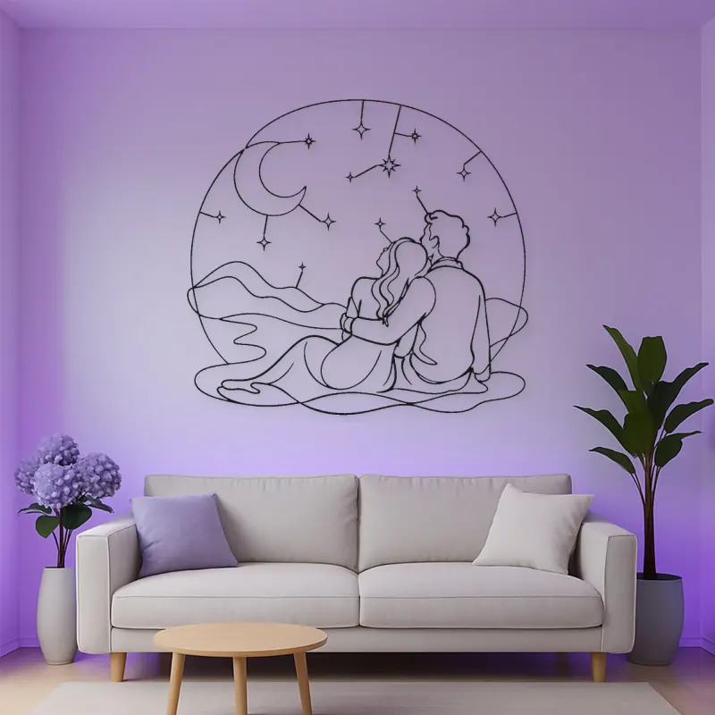 Stargazing Lovers Metal Wall Art | Romantic Couple Decor