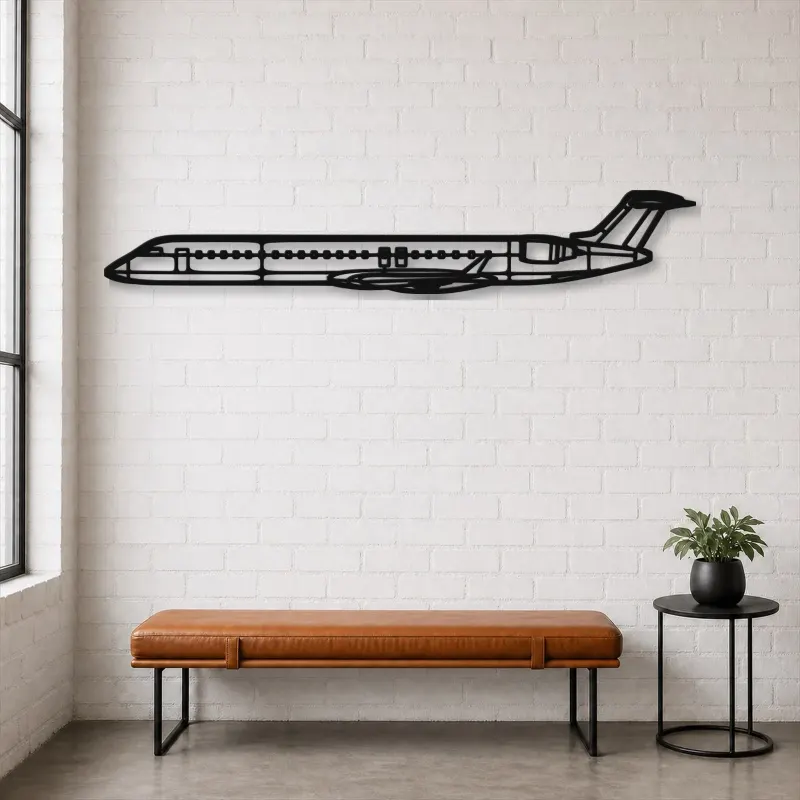 Insegna in metallo silhouette aereo CRJ900, Silhouette aereo in metallo, Decorazione parete aviatore, Decorazione aviazione