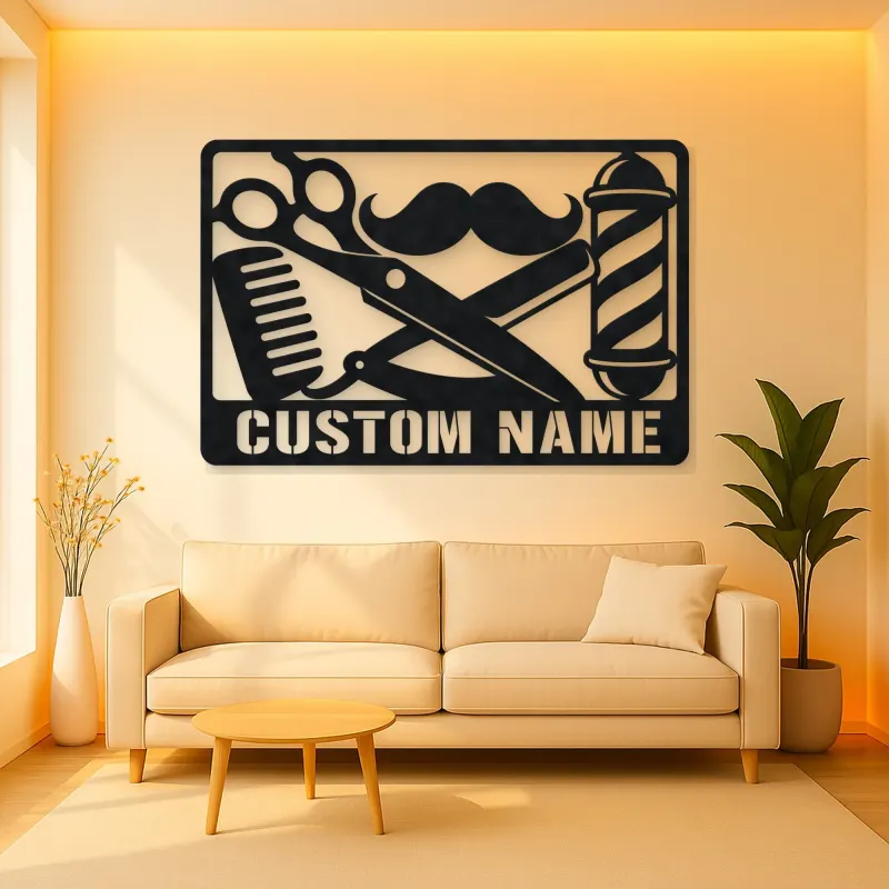 Personalized Barber Tools Metal Wall Art