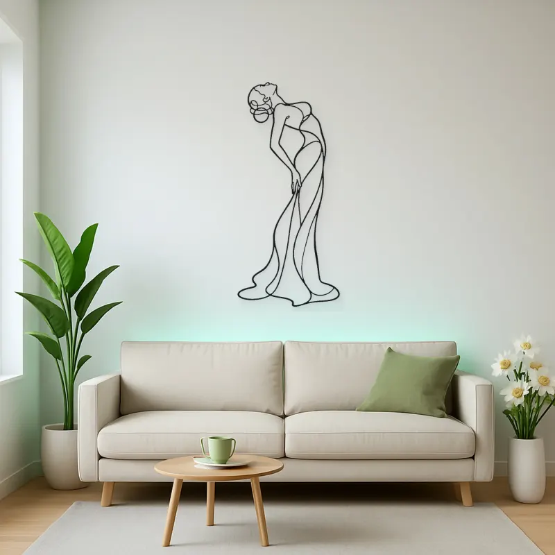 Standing Back Arch Metal Wall Art | Feminine Figure Wall Decor