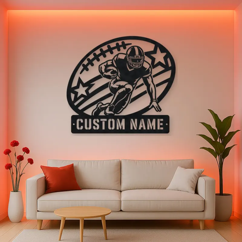 Personalized Running Back Stars and Stripes Metal Wall Art