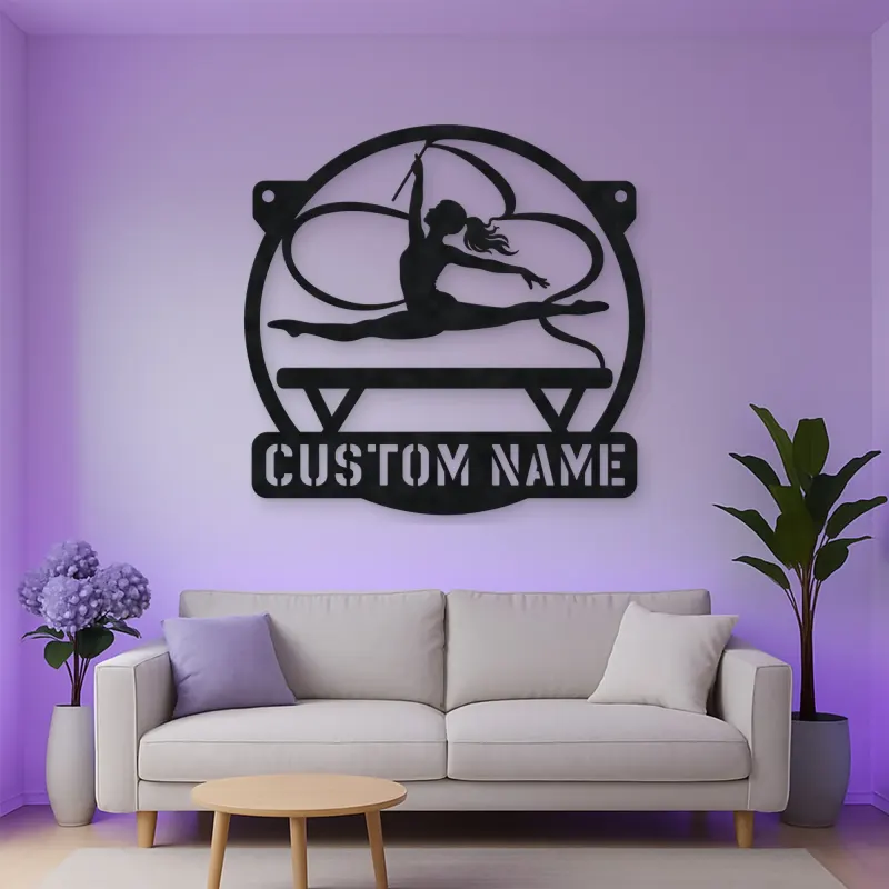 Personalized Rhythmic Gymnast Metal Wall Art with Ribbon