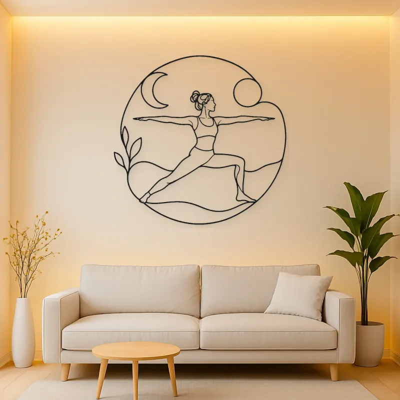 Warrior Two Horizon Metal Wall Art | Yoga and Meditation Wall Decor