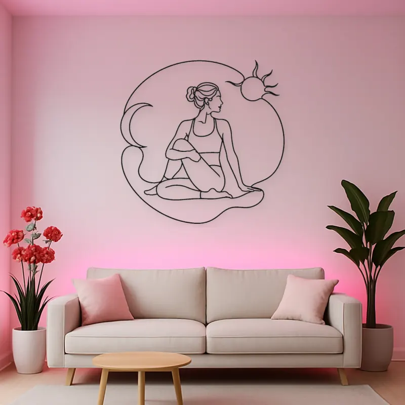 Twisted Chair Flow Metal Wall Art | Yoga and Meditation Wall Decor