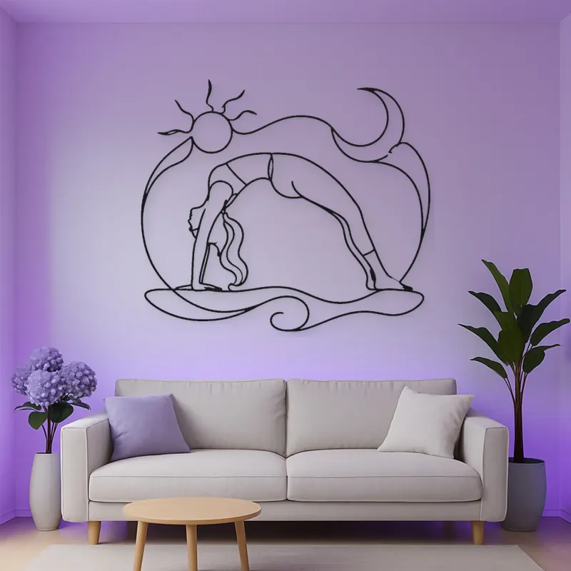 Garland Pose Grounded Metal Wall Art | Yoga and Meditation Wall Decor