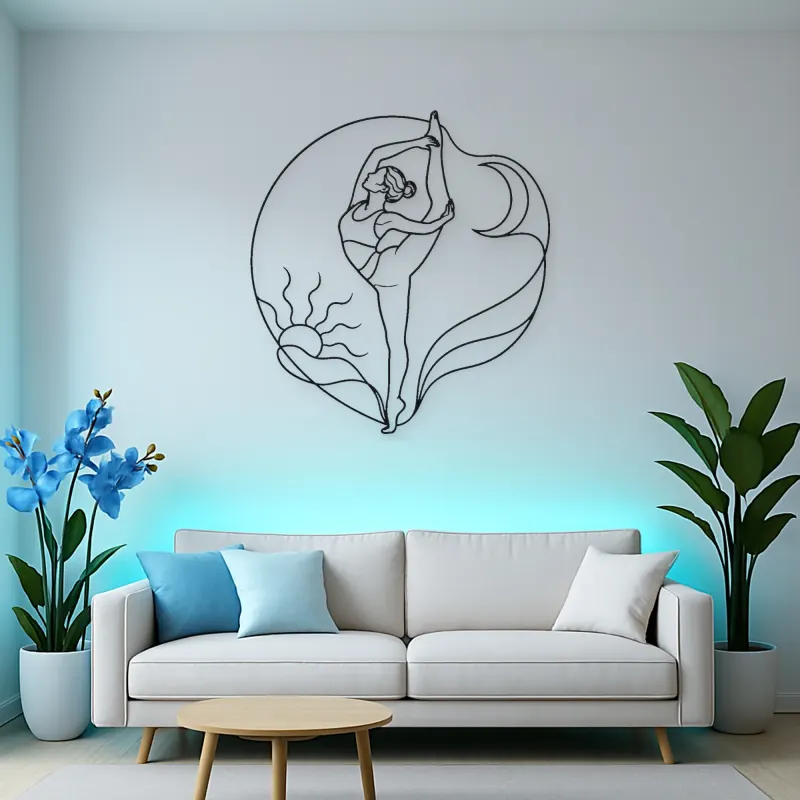 Standing Split Line Metal Wall Art | Yoga and Meditation Wall Decor