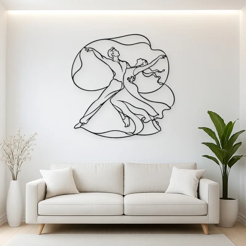 Contemporary Duet Curve Metal Wall Art | Couple Dance Wall Decor
