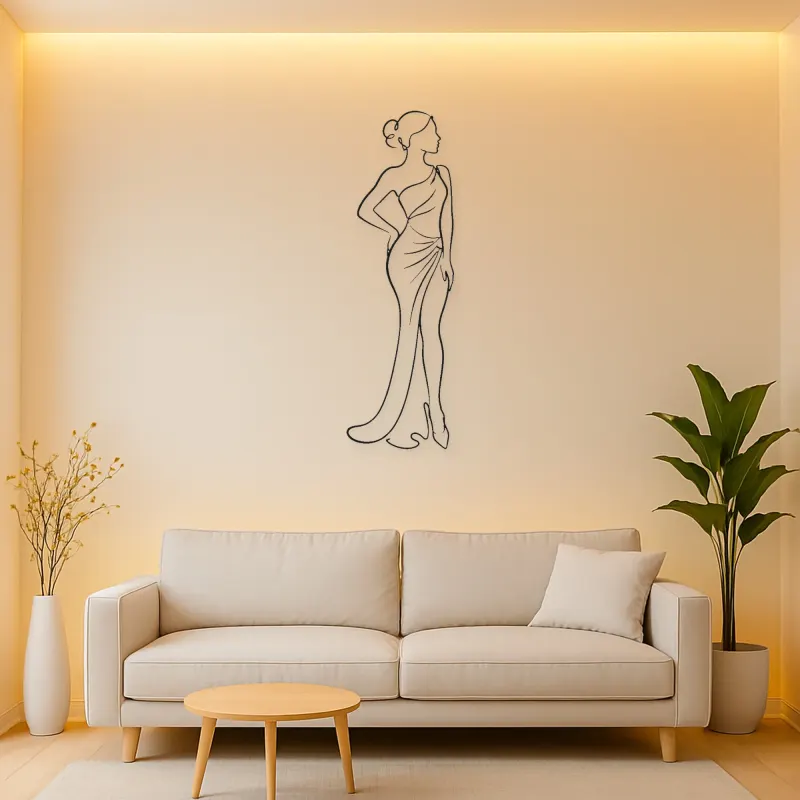 Side Profile Elegance Metal Wall Art | Fashion Figure Wall Decor